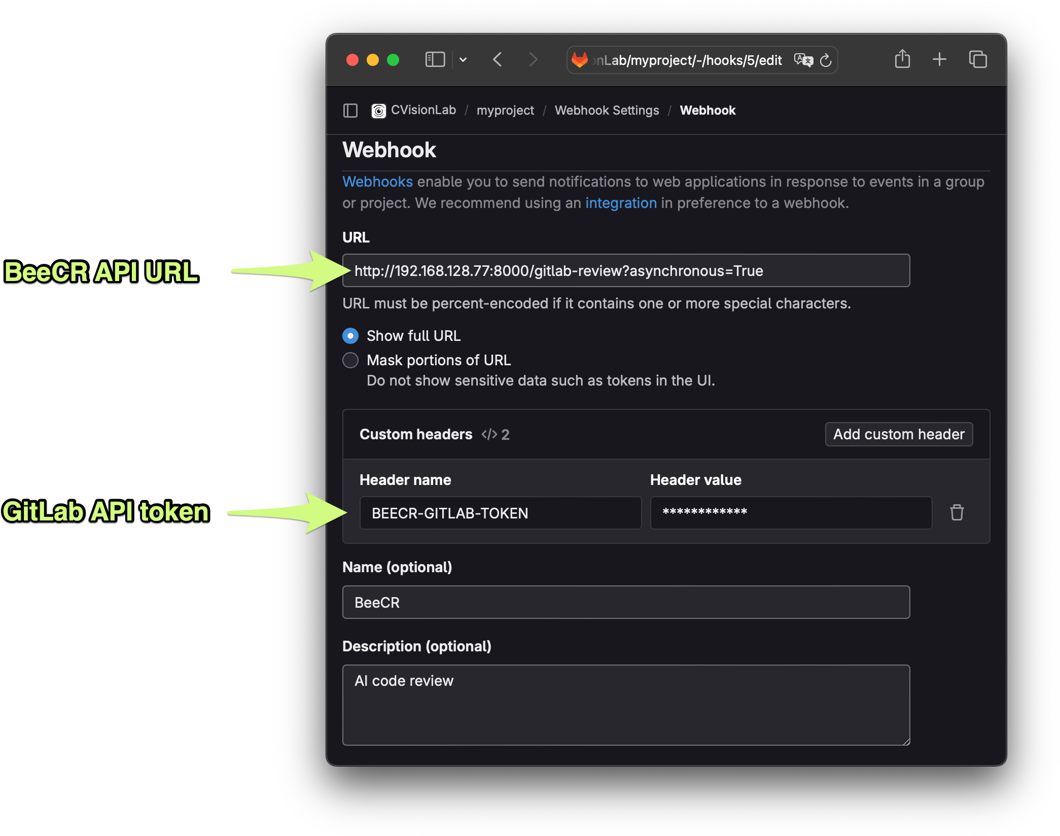 Webhook main configuration